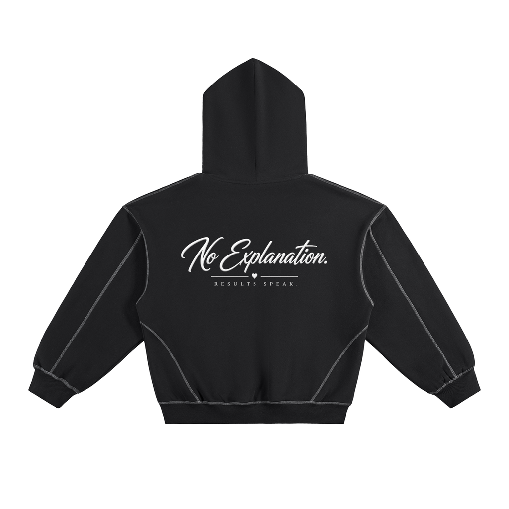 Contrast-Stitched Boxy Fleece Hoodie