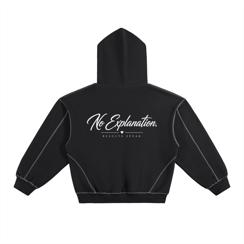 Contrast-Stitched Boxy Fleece Hoodie