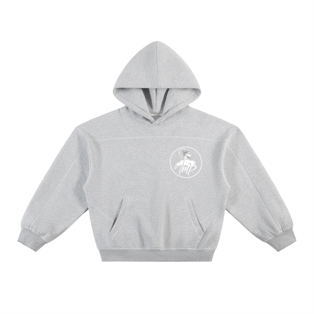 Contrast-Stitched Boxy Fleece Hoodie