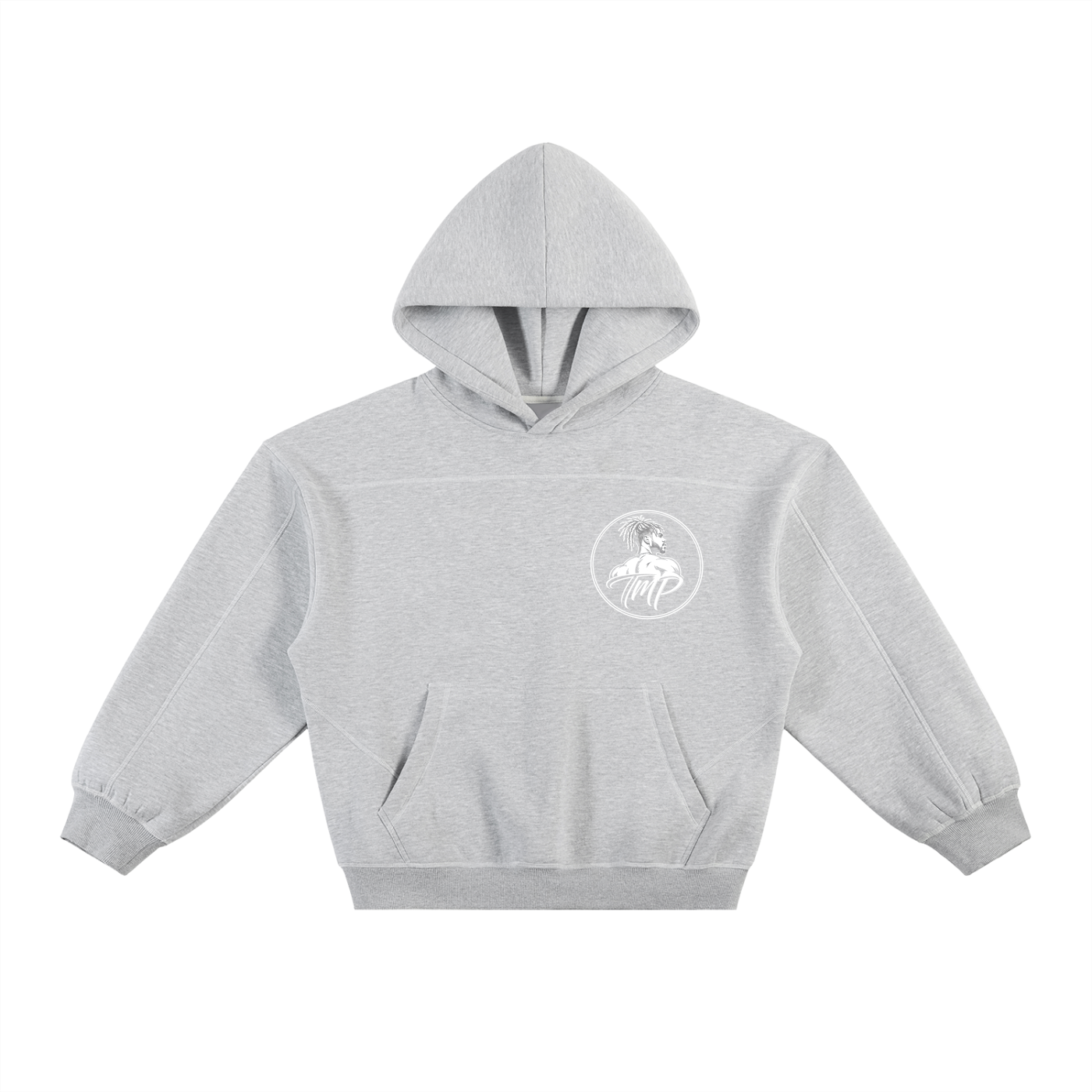 Contrast-Stitched Boxy Fleece Hoodie