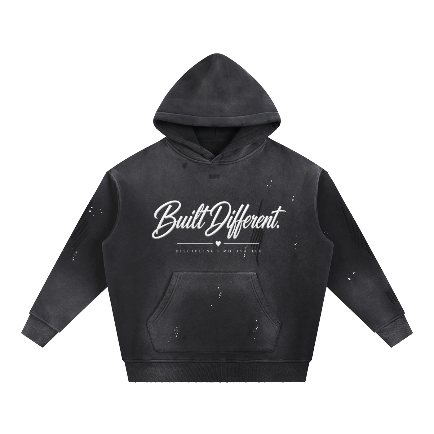 Vintage Washed Frayed Fleece Hoodie